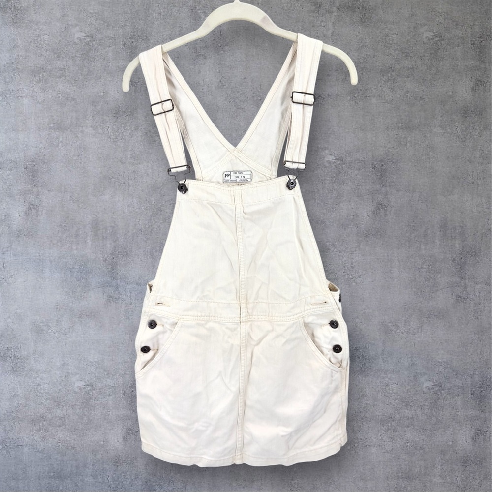 Free People Me & You Jumper Overall Dress Womens 29 Denim Mini Cotton Classic - Picture 2 of 11